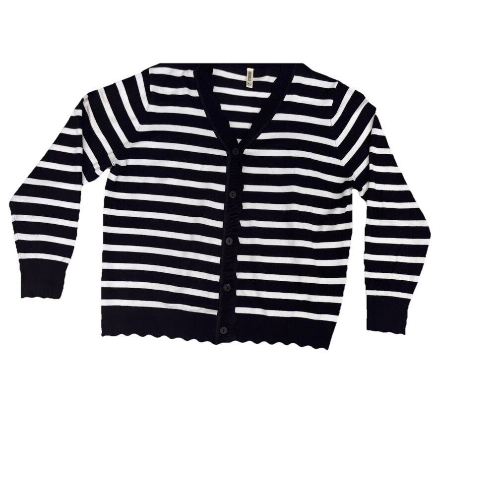 Women’s Lands End LS Mariner Crew neck Tee Navy White Stripe XL Nautical - Picture 1 of 5